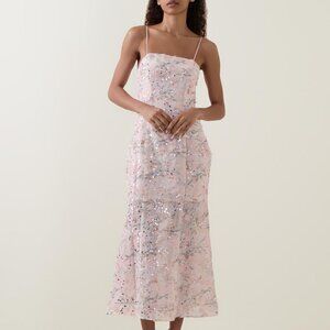 Elliatt Pink Sequin Midi Dress